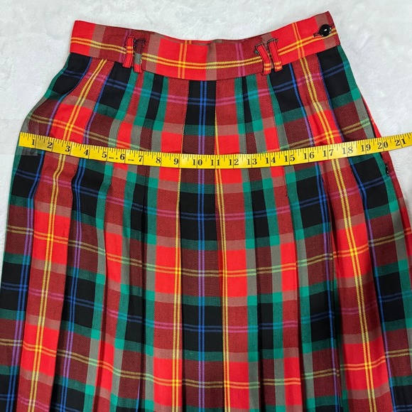 Vintage Red Tartan Pleated Midi Skirt 10 8 Royal Stewart Plaid Academia - Picture 8 of 11